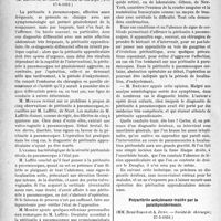 3159 - Page 3150 - Partie scientifique. L’Actualité Scientifique. Les Sociétés Savantes. Paris. Le problème de la péritonite à pneumocoques, (Société de chirurgie ; 3 et 17-6-1931.) / Polyarthrite ankylosante traitée par la parathyroïdectomie, (Société de chirurgie ; 27-5-1931.)