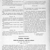3176 - Page 3167 - Partie professionnelle, Hygiène, Assistance, Mutualité, Intérêts corporatifs, Variétés. Travaux Originaux. Mutualité familiale. Rapport du Secrétaire général / Hygiène publique. Unité de doctrine, unité de culture, par le Dr. René Martial, (Suite et fin)