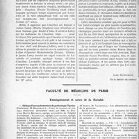 3189 - Page 3180 - Partie professionnelle, Hygiène, Assistance, Mutualité, Intérêts corporatifs, Variétés. Travaux Originaux. Autour des théâtres. Au Théâtre Saint-Georges, « Les Autres » / Faculté de médecine de Paris. Enseignement et actes de la Faculté