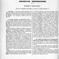 3191 - Page 3182 - Partie professionnelle, Hygiène, Assistance, Mutualité, Intérêts corporatifs, Variétés. Faculté de médecine de Paris. Enseignement et actes de la Faculté / Reportage professionnel. Nouvelles et Informations. Nécrologie [Professeur Léon Grimbert, Dr Petiteau, Mme L.-G. Toraude] / La clinique médicale de l’Hôtel-Dieu à Vichy / IIIe Congrès international et IIIe exposition internationale de technique sanitaire et d’hygiène urbaine