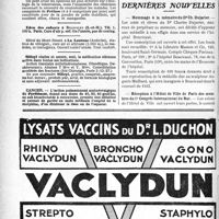 3259 - Page 3250-VI - Renseignements / Sou Médical / Dernières nouvelles. Hommage à la mémoire du Dr Ch. Dujarier / Réception à l’Hôtel de Ville de Paris des membres du 2e Congrès International du Rat