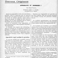 3273 - Page 3264 - Partie scientifique. Travaux Originaux. Appendicite et grossesse, par Henri Vignes. Appendicite aiguë pendant la gestation