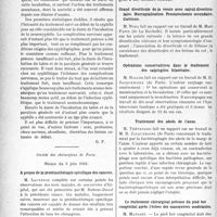 3289 - Page 3280 - Partie scientifique. L’Actualité Scientifique. Les Sociétés Savantes. Paris. L’incubation du tabès et de la paralysie générale, (Soc. méd. des hôp. de Paris ; 29-5-1931.) / Société des chirurgiens de Paris. Séance du 5 juin 1931