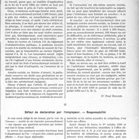 3298 - Page 3289 - Partie professionnelle, Hygiène, Assistance, Mutualité, Intérêts corporatifs. Variétés. Travaux Originaux. Assurances sociales. Assurés notoirement indigents. Prix des accouchements [Dr Paul Boudin] / Défaut de déclaration par l'employeur — Responsabilité [Dr Paul Boudin]