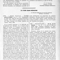 3308 - Page 3299 - Partie professionnelle, Hygiène, Assistance, Mutualité, Intérêts corporatifs. Variétés. Travaux Originaux. Variétés. Vers la socialisation de la responsabilité et des risques individuels ? [P. R. Baglin] / La page sans médecine