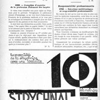3317 - Page 3308-LX - Correspondance. Fiscalité. Patente sur un second cabinet de consultation / Cessation d'exercice de la profession. Paiement des impôts / Responsabilité professionnelle. Injections antitétaniques et responsabilité professionnelle