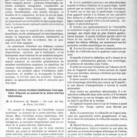 3362 - Page 3353 - Partie scientifique. L'Actualité Scientifique. Les Sociétés Savantes. Paris. Gomme ulcéreuse de la joue. Purpura hémorragique et syndrome agranulocytaire au cours du traitement. Eosinophilie de guérison, (Soc. méd. des hôp. de Paris, 5-6-1931.) / Erythèmes noueux et miliaire épidémiques. Leur apparition fréquente au moment de la primo-infection tuberculeuse, (Soc. méd. des hôp. de Paris, 5-6-1931.) / Société française de Gynécologie, Séance inaugurale, 15 juin 1931