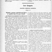 3363 - Page 3354 - Partie scientifique. L'Actualité Scientifique. Les Sociétés Savantes. Paris. Société française de Gynécologie, Séance inaugurale, 15 juin 1931 / Les Congrès. Journées médicales coloniales, (Suite). Maladies cutanées (spécialement lèpre) et syphilis dans les pays chauds