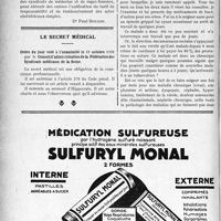 3405 - Page 3396-XII - A travers l’officiel. Assurances sociales. Tarif de remboursement des accouchements / Le secret médical. Ordre du jour voté à l’unanimité le 21 octobre 1931 par le Conseil d’administration de la Fédération des Syndicats médicaux de la Seine / Correspondance. Assurances Sociales. Durée de l’assurance-maladie