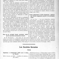 3422 - Page 3413 - Partie scientifique. L’Actualité Scientifique. La Presse. La réduction des luxations antéro-internes de l’épaule par le procédé de Gallois [(La Presse médicale, 19 août 1931.)] / Deux cas de névralgie faciale essentielle, traités par les injections neuroiysantes d’alcool [(Revue de stomatologie, juin 1931.)] / Cystite colibaciliaire à forme néoplasique ; guérison par l’électro-coagulation associée à la vaccination locale [(Association française d’urologie, 1930.)] / Les Sociétés Savantes. Paris. Septicémie à streptocoques guérie par le sérum de Vincent, (Académie de médecine ; 28-7-1931.) / Sur l’étiologie des méniscites, (Académie de médecine ; 28-7-1931.)