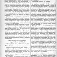 3429 - Page 3420 - Partie scientifique. L’Actualité Scientifique. Les Congrès. Journées médicales coloniales, (Suite). Maladies communes à l’homme et aux animaux / Alimentation en eaux potables et parasitisme intestinal