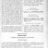 3432 - Page 3423 - Partie scientifique. L’Actualité Scientifique. Les Thèses. L’intra-dermo-réaction à la levurine (étude clinique et biologique), par Dr R. Hy (Amédée Legrand, éditeur, Paris, 1930.) / Les livres qui viennent de paraître… / Thérapeutique. L’insomnie pré-dormitionnelie et son traitement, par le Dr P Lonjon