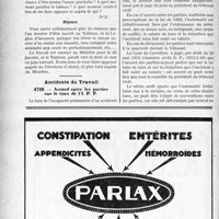 3469 - Page 3460-LXXII - Correspondance. Questions médico-militaires. Inscription au tableau de la Légion d’honneur / Accidents du Travail. Accord entre les parties sur le taux de l’I. P. P