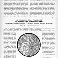 3491 - Page 3482 - Partie scientifique. Travaux Originaux. Traitement immédiat des fractures ouvertes de la jambe, par M. le Professeur Patel. L’ostéosynthèse / Le traitement de la tuberculose par l’opothérapie splénique intégrale. Indications et contre-indications. — Technique générale et suivant les formes, par le Dr J. C. Bayle