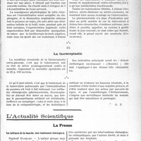 3500 - Page 3491 - Partie scientifique. Travaux Originaux. Ce que pratiquement le médecin doit savoir... du traitement de la tuberculose pulmonaire par l’immobilisation du poumon, d’après les travaux du Professeur Luton, du Dr Godlewski du Dr P. Colomban. La phrénicectomie / La thoracoplastie / L’Actualité Scientifique. La Presse. Les infirmes de la hanche, leur traitement chirurgical [(Revue médicale française, octobre 1931.)]