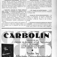 3552 - Page VII-3543 - Dernières Nouvelles. Association pour le développement des relations médicales. (A. D. R. M.) / Faculté de médecine de Paris / Conférences de l'Hôtel Chambon / Grand diner d’automne de l’Union médicale latine (Umfia) en l’honneur de la médecine et des médecins belges / Prix Nobel de médecine / Université de Paris / LXVe Congrès des Sociétés Savantes / Amicale des Anciens internes provisoires / Groupement des Syndicats généraux de médecins spécialisés