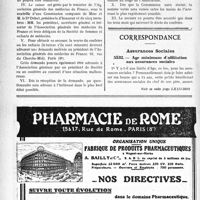 3559 - Page 3550-XIV - A travers l’officiel. Caisse de secours immédiat au décès aux veuves et orphelins du Corps médical momentanément gênés / Correspondance. Assurances Sociales. Age minimum d’affiliation aux assurances sociales