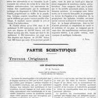 3561 - Page 3552 - Propos du Jour. La lutte contre la tuberculose. Le rendement des Comités antituberculeux [J. Noir] / Partie Scientifique. Travaux Originaux. Les cénestopath1es, Dr M. Nathan