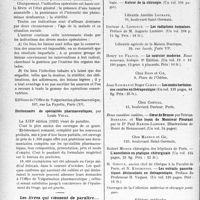 3585 - Page 3576 - Partie Scientifique. L’Actualité Scientifique. Les Livres. Indications des interventions chirurgicales dans la salpingite chronique non tuberculeuse, Ch. Martin, L. Mauvais, imprimeur, Paris, 1931 / Dictionnaire de spécialités pharmaceutiques, par Louis Vidal, Éditions de l’Office de Vulgarisation pharmaceutique, Paris / Les livres qui viennent de paraître...