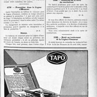3618 - Page LXIX-3609 - Correspondance. Questions médico-militaires. Promotion dans la Légion d'Honneur des militaires rayés des cadres / Promotion dans la Légion d'Honneur / Obtention de la carte du combattant / Droit au traitement de la Légion d’honneur