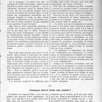 3650 - Page 3641 - Partie Scientifique. Travaux Originaux. La clinique otologique au goût du jour. Quand peut-on employer la seringue dans les affections de l’oreille ?, d’après L. Beco. Que faut-il demander en principe au seringage de l’oreille ?. Les Indications du seringage / Comment faut-il laver une oreille ?