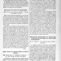 3654 - Page 3645 - Partie Scientifique. L'Actualité Scientifique. Les Sociétés Savantes. Paris. Médecine coloniale, (Académie de médecine ; 13-10-31) / Splénectomie pour anémie avec splénomégalie, (Société de chirurgie ; 8-7-31) / Diabète tubérien avec polyurie, Oedèmes et rétention chlorurée, (Soc. méd. des hôp. de Paris ; 12-6-1931.) / Inefficacité des arsénobenzènes et du bismuth dans le traitement préventif tardif de la neuro-syphilis parenchymateuse, (Soc. méd. des hôp. de Paris ; 12-6-1931.)