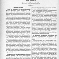 3661 - Page 3652 - Partie Scientifique. L'Actualité Scientifique. Congrès de la lithiase urinaire à Vittel / Les Congrès. Journées médicales coloniales, (Suite). Personnel médical