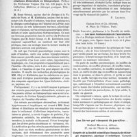 3663 - Page 3654 - Partie Scientifique. L'Actualité Scientifique. Les Livres. Les extraits pancréatiques désinsulinés en thérapeutique, René Giroux et N. Kisthinios, Masson et Cie, éditeurs / Les bases fondamentales de l’auscultation, Emile Sergent, Gaston Doin et Cie, éditeurs / Les livres qui viennent de paraître…