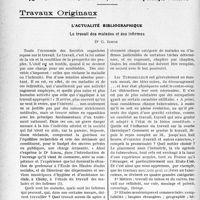 3665 - Page 3656 - Partie Professionnelle, Hygiène, Assistance, Mutualité, Intérêts corporatifs, Variétés. Travaux Originaux. L’actualité bibliographique. Le travail des malades et des infirmes, Dr G. Ichok [G. Duchesne]