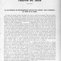 3704 - Page 3695 - Propos du Jour. La surveillance du développement normal des enfants : leur croissance en taille et en poids [J. Noir]