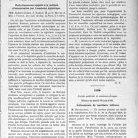 3720 - Page 3711 - Partie Scientifique. L'Actualité Scientifique. Les Sociétés Savantes. Paris. L’athérome expérimental, (Soc. méd. des hôpitaux de Paris ; 3-7-1931.) / Perfectionnement apporté à la méthode d’immunisation par l’anatoxine diphtérique, (Soc. méd. des hôp. de Paris, 3-7-1931) / Lille. Société médicale et anatomo-clinique. Séance du mardi 16 juin 1931