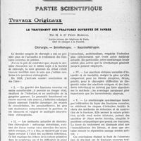 3784 - Page 3775 - Propos du Jour. L’Alimentation du Premier Age au Comité national d'Etudes sociales et Politiques [J. Noir] / Partie Scientifique. Travaux Originaux. Le traitement des fractures ouvertes de jambes, par M. le Dr Pierre Mabille. Chirurgie. – Sérothérapie. – Vaccinothérapie