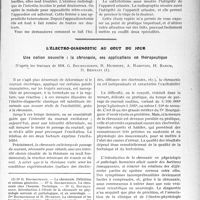 3788 - Page 3779 - Partie Scientifique. Travaux Originaux. Clinique des voies urinaires. Rapports pathologiques de l'appendice et de l'appareil urinaire, Professeur Legueu / L’électro-diagnostic au goût du jour. Une notion nouvelle : la chronaxie, ses applications en thérapeutique, d’après les travaux de MM. G. Bourguignon, R. Humbert, A. Radovici, H. Baruk, D. Bennati