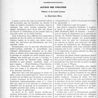 3825 - Page 3816 - Partie Professionnelle, Hygiène, Assistance, Mutualité, Intérêts corporatifs, Variétés. Travaux Originaux. La page sans médecine / Autour des théâtres. Théâtre de la Gaîté-Lyrique. Le Scarabée Bleu [Dr G. Poleme]