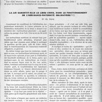3890 - Page 3881 - Partie Professionnelle, Hygiène, Assistance, Mutualité, Intérêts corporatifs, Variétés. Travaux Originaux. Les abus des hospitalisations. Lettre ouverte aux Confrères chirurgiens et Spécialistes de Province [G. Duchesne] / La loi garantit-elle le libre choix dans le fonctionnement de l’assurance-maternité obligatoire ?, Dr Ch. Dévé