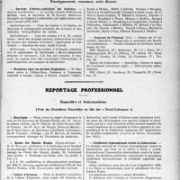 3906 - Page 3897 - Partie Professionnelle, Hygiène, Assistance, Mutualité, Intérêts corporatifs, Variétés. Hôpitaux de l'assistance publique de Paris. Enseignement, concours, avis divers / Reportage Professionnel. Nouvelles et Informations, (Voir les Dernières Nouvelles en tête des "Demi-Colonnes"). Nécrologie [Dr Gantois, Dr Guay, Dr Hervé, Dr Goy, Dr Bousseau, Dr Vincent, Dr Mayor] / Écoles des Hautes Etudes / Légion d’honneur / Conférence internationale contre la tuberculose