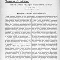3935 - Page 3926 - Partie Scientifique. Travaux Originaux. Sur les facteurs mécaniques du rhumatisme chronique, par F. Coste. Exemples d'arthroses microtraumatiques