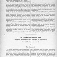 3943 - Page 3934 - Partie Scientifique. Travaux Originaux. Clinique chirurgicale, Hôpital Cochin. L’évolution de l’opothérapie renale. Extraits rénaux — Action sur la diurèse, S. Dejust-Defiol et M. Clavel.. Action de l’extrait rénal hydro-alcoolique sur la diurèse / La clinique au goût du jour. Diagnostic et traitement de la bronchite des hypertendus, d’après MM. Dumas et Amic
