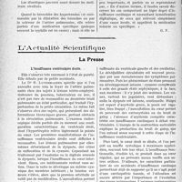 3945 - Page 3936 - Partie Scientifique. Travaux Originaux. La clinique au goût du jour. Diagnostic et traitement de la bronchite des hypertendus, d’après MM. Dumas et Amic / L'Actualité Scientifique. La Presse. L’Insuffisance ventriculaire droite [(Le Bulletin médical, 23 mai 1931.)] [(Le Progrès médical, 4 avril 1931.)]