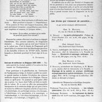 3956 - Page 3947 - Partie Scientifique. L'Actualité Scientifique. Les Livres. Impertinences ou vérités premières, Raymond Groc, Toulouse / Cent ans de médecine en Belgique 1830-1930, numéro spécial du Scalpel / Les livres qui viennent de paraître...