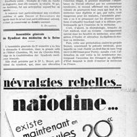 3982 - Page LXI-3973 - A travers l’officiel. Le dîner du centre de diagnostic de la rue Andrieux. Durée des prestations de l’assurance-maladie / Assemblée générale du Syndicat des médecins de la Seine
