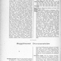 4025 - Page 4014 - Table des matières contenues dans le «Concours Médical». Année 1931. Partie Professionnelle / Supplément Documentaire