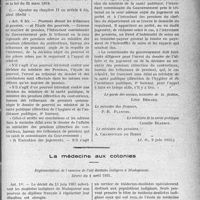4128 - Page 5091 - Pensions militaires. Troisième modificatif à l'instruction n° 0220, Ad. du 18 mai 1926 portant application du décret du 25 août 1925 relatif à l'attribution d’une indemnité aux pensionnés de la loi du 31 mars 1919 à 100 p. 100, pour tuberculose / La médecine aux colonies. Règlementation de l'exercice de l’art dentaire indigène â Madagascar. Décret du 4 avril 1931