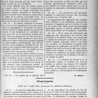 4184 - Page 5147 - Assurances sociales. Six décrets en date du 30 juin 1931 fixant de régime d’assurances de divers salariés en exécution de l’article 49 de la loi sur les assurances sociales. Régime d’assurances des agents, employés ou ouvriers des chemins de fer secondaires d’intérêt général, des chemins de fer d’intérêt local et de tramways / Pharmacie. Arrêté du 9 octobre 1931 concernant les substances vénéneuses