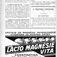 0007 - Page 6-VIII - Dernières nouvelles. Belgique / Lille / A propos d’un « argus» très utile / Groupement des Syndicats généraux de médecins spécialistes / Hôpitaux de Bordeaux / A travers l’officiel. Lutte antituberculeuse