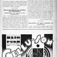 0010 - Page XI-9 - A travers l’officiel. Enseignement de la médecine / Service de santé militaire / Réponses des Ministres aux questions des Parlementaires. Remboursement d’une extraction dé dent à un assuré social / Renouvellement d’un appareil orthopédique pour un assuré social