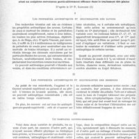0029 - Page 28 - Partie scientifique. Travaux originaux. La clinique au goût du jour. Savons et essences. Dans un savon spécial, faites dissoudre des essences et des huiles essentielles ; vous obtiendrez ainsi un complexe savonneux particulièrement efficace dans le traitement des plaies, d’après le Dr P. Sassard. Les propriétés antiseptiques et cicatrisantes des savons / Les propriétés antiseptiques et cicatrisantes des essences / Le complexe savons-essences