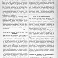 0034 - Page 33 - Partie scientifique. L’actualité scientifique. Les Sociétés Savantes. Paris. Les stades successifs (inapparent, fruste, affirmé, incurable) des dystrophies alimentaires, (Académie de médecine ; 15-11-1932) / Oedème aigu du poumon mortel au cours d’une encéphalite, (Soc. méd. des hôp. de Paris, 8-7-1932) / Sur un cas de néphrose lipoïdique, (Soc. méd. des hôp. de Paris ; 8-7-1932) / L’opération de Steinach n° 2, aide précieuse du forage de la prostate, (Soc. de médecine de Paris, 22-10-1932)