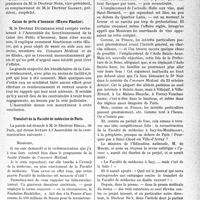 0050 - Page 49 - Partie professionnelle, Hygiène, Assistance, Mutualité, Intérêts corporatifs, Variétés. Travaux originaux. Société d’études du « concours médical ». Assemblée générale du 16 novembre 1932. Caisse de prêts d’honneur (Oeuvre Plantier) / Transfert de la Faculté de médecine de Paris