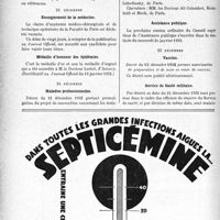 0077 - Page 76-X - A travers l’officiel. Hygiène publique / Enseignement de la médecine / Médaille d’honneur des épidémies / Maladies professionnelles / Légion d’honneur / Assistance publique / Vaccins / Service de Santé militaire